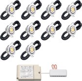 LED terrasoverkapping inbouwspot Toledo inclusief trafo - i.c.m. Somfy IO / veranda / carport / serre / LED buitenverlichting / 3W / dimbaar / warmwit - set van 10 stuks