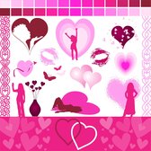 Tuinposter - Retro - Hart / Hartjes in roze / wit 100 x 100 cm