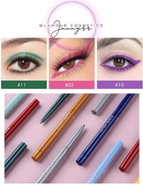 Eyeliner 9 stuks in de kleuren Zwart - Blauw - Roze - Violet - Groen - Zilver - Goud - Roodbruin - Paars  / water- en veegvast, geschikt voor alle oogkleuren | Eyeliner Waterproof | Colorful 