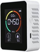 Sybra® CO2 meter - Luchtkwaliteitsmeter - CO2 meter binnen - CO2 melder & monitor - Thermometer - CO2 detector - Koolstofdioxide meter - draagbaar en oplaadbaar