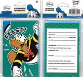 12 Uitnodigingskaartjes met envelop - Donald Duck - Feest! - 9 x 13.5 cm