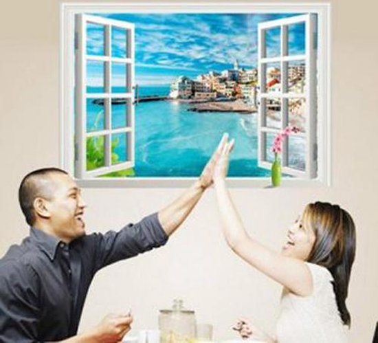 Muursticker | 3D | vinyl | kamer | raam| natuur | zee | vakantie |strand |  uitzicht |4... | bol.com
