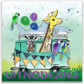 uitnodiging kinderfeest dieren - jungle - bus - safari - 10 stuks