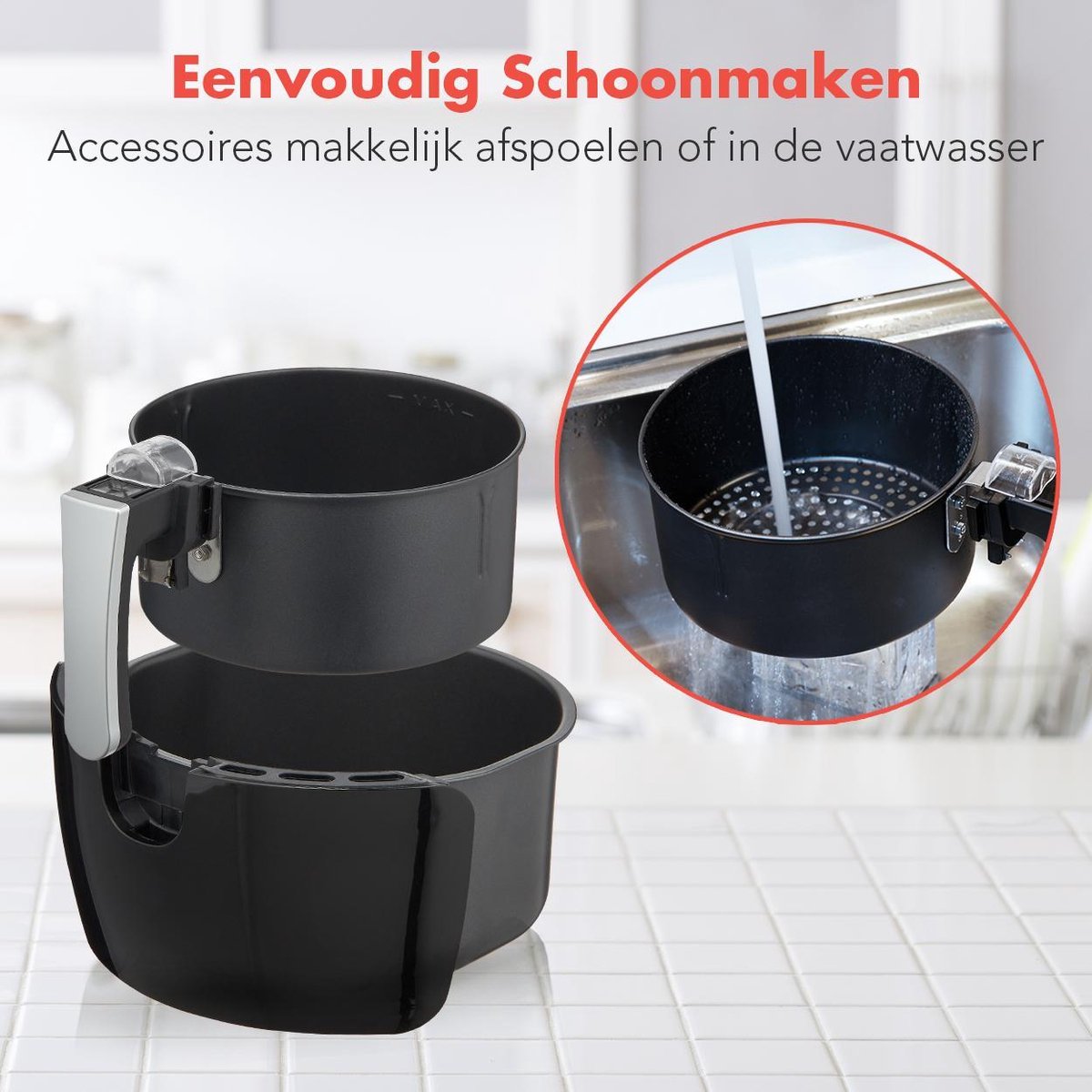 KitchenBrothers Mini Airfryer - 3,5 Liter - 1300W - PFAS-Vrij - 80ºC tot 200ºC - Kleine Heteluchtfriteuse voor 1, 2 en 3 Pesonen - Zwart – foto 6