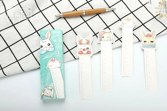 Signets et Règles Lapins | Marque-page | Règle | Signets mignons de lapin mignon | Règle de 11 cm | 30 Signets différents | 30 Règles différentes