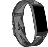 Q-DESYN Fitbit Charge 3 & 4 bandje - Canvas - Donkergrijs/grijs
