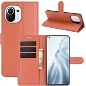 Xiaomi Mi 11 hoesje - MobyDefend Kunstleren Wallet Book Case - Bruin - GSM Hoesje - Telefoonhoesje Geschikt Voor: Xiaomi Mi 11