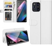 Oppo Find X3 Pro hoesje - MobyDefend Wallet Book Case (Sluiting Achterkant) - Wit - GSM Hoesje - Telefoonhoesje Geschikt Voor: Oppo Find X3 Pro