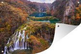 Tuindecoratie Prachtige herfstkleuren van het Nationaal park Plitvicemeren - 60x40 cm - Tuinposter - Tuindoek - Buitenposter