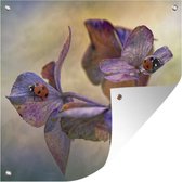 Tuindoek Twee lieveheersbeestjes op bloemen - 100x100 cm