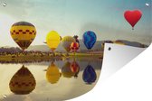 Tuinposter - Tuindoek - Tuinposters buiten - Luchtballon - Water - Reflectie - 120x80 cm - Tuin