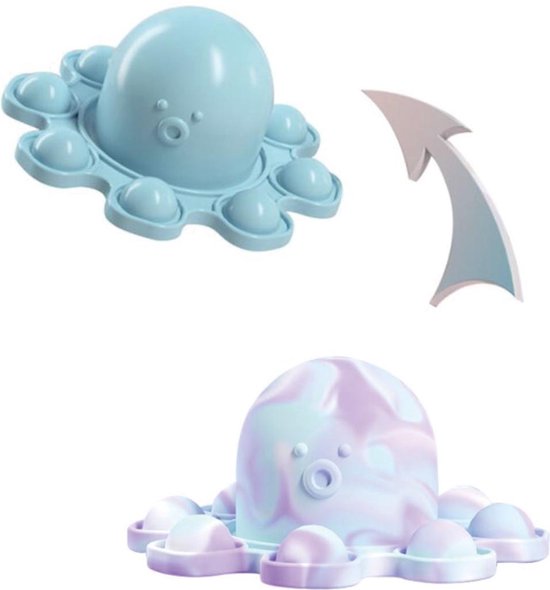 Pop it mood octopus sleutelhanger - fidget toys - blauw/roze - Schoencadeautjes sinterklaas - Happy Shopper