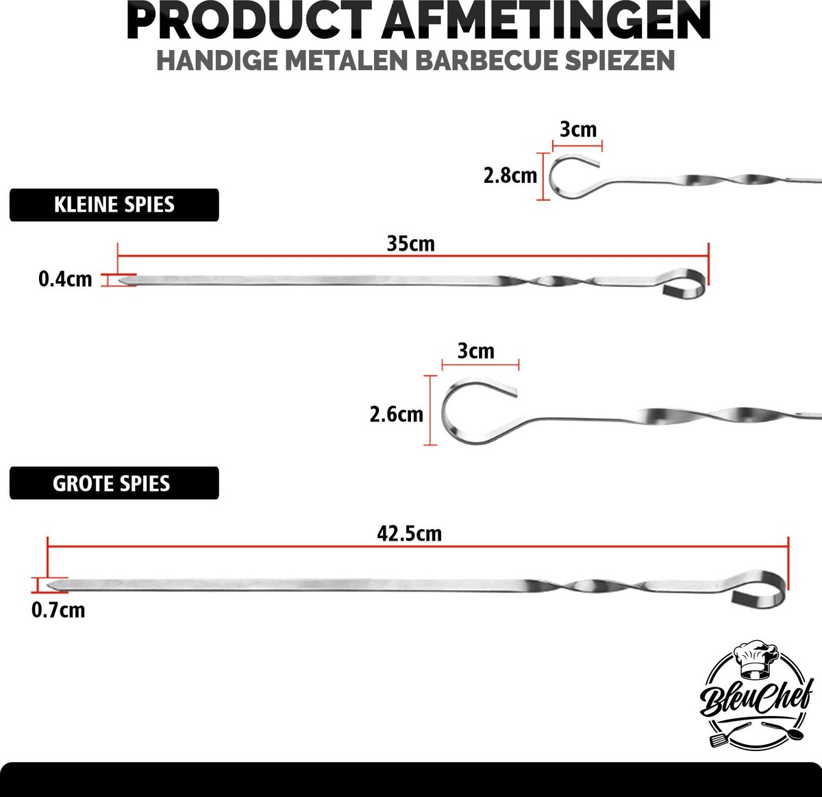 RVS BBQ grill spiezen platte kebab pennen set metaal sateprikkers
