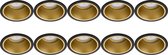 Spot Armatuur 10 Pack - Primux Minko Pro - GU10 Fitting - Inbouw Rond - Mat Zwart/Goud - Aluminium - Verdiept - Ø90mm