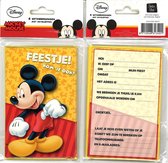 12 Uitnodigingskaartjes met envelop - Mickey Mouse - 9 x 13.5 cm
