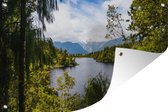 Muurdecoratie Bos kijkt uit op Franz Josef- en Foxgletsjer in Nieuw-Zeeland - 180x120 cm - Tuinposter - Tuindoek - Buitenposter