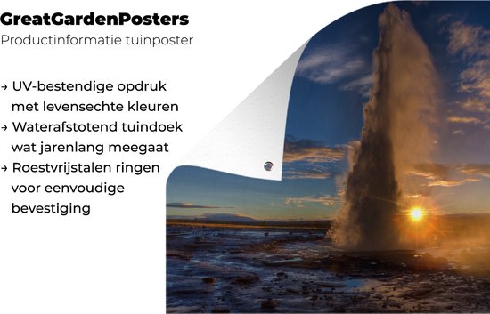 Sunrise over the célèbre Geysir in Iceland Garden poster 60x40 cm - small - Toile de jardin / Toile d'extérieur / Peintures d'extérieur (décoration de jardin)