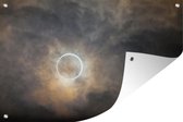 Muurdecoratie Ringvormige zonsverduistering in Japan - 180x120 cm - Tuinposter - Tuindoek - Buitenposter