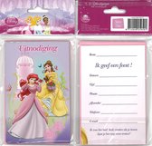 6 Uitnodigingskaartjes met envelop - Disney 2 Prinsessen - 9 x 13.5 cm