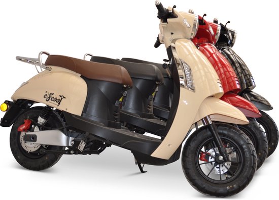 Escoot.be retro beige *elektrische scooter* 45 km/h - batterij - brommer -... | bol.com