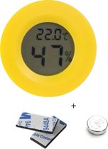 TM2 - Thermometer & Hygrometer - Luchtvochtigheidsmeter voor Binnen/Koelkast - Geel - Incl batterijen