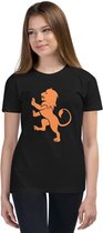 EK 2021 T-Shirt Kinderen - Meisjes - Oranje - Nederland - Zwart met Leeuw -  EK Shirt - Maat L