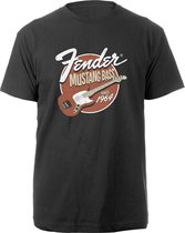 Fender Heren Tshirt -S- Mustang Bass Zwart