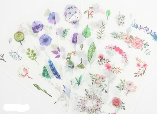 Washi Stickers Planten – 6 Vellen Met Stickers – Thema Planten en Bladeren – Bullet Journal – Stickers Voor Volwassenen – Scrapbooking – Agenda Stickers – Decoratie Sticker Washi Tape