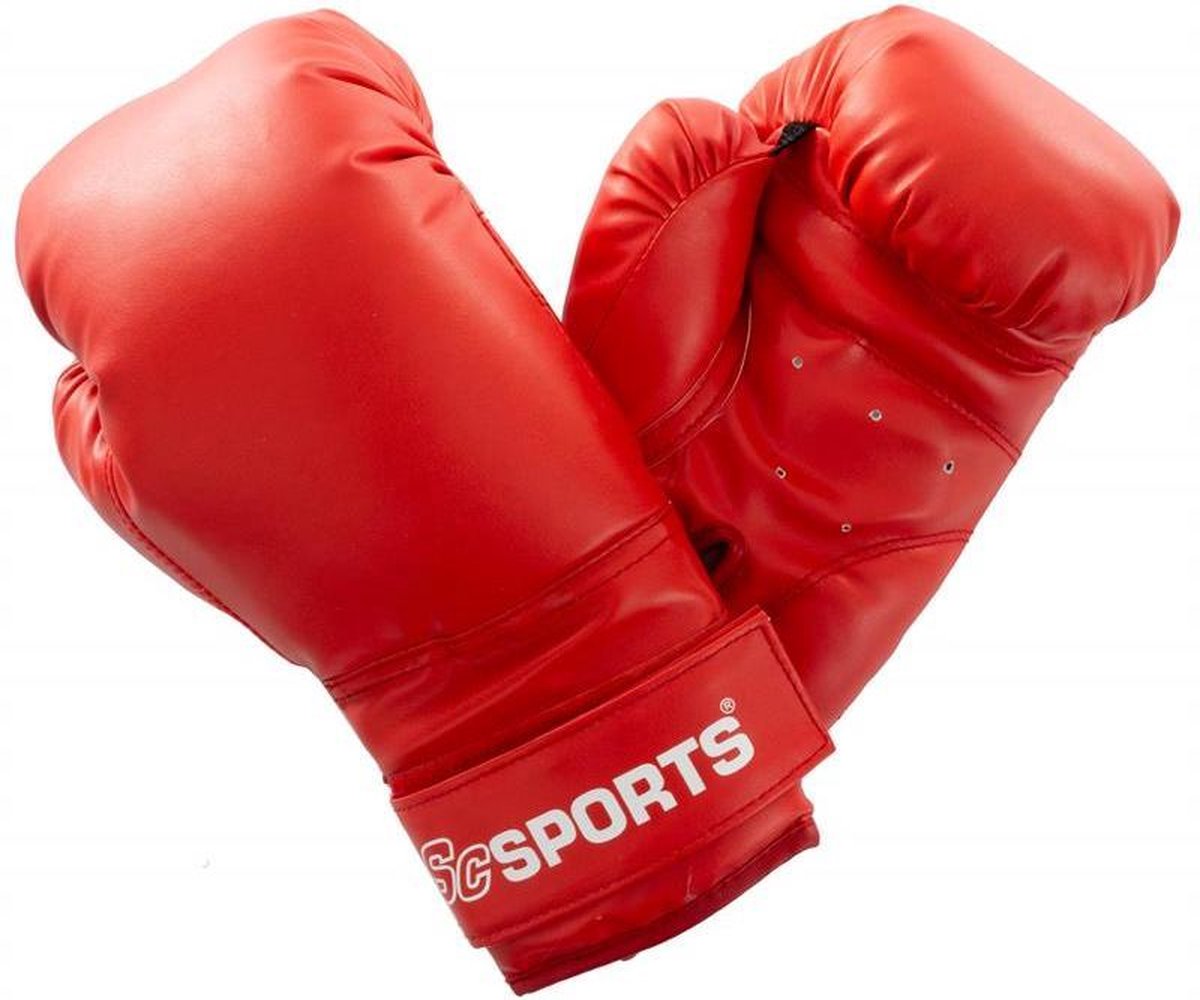 ScSPORTS® Bokshandschoenen - Boxing Gloves - Kunststof - Klittenbandsluiting - Rood - 14 ounce