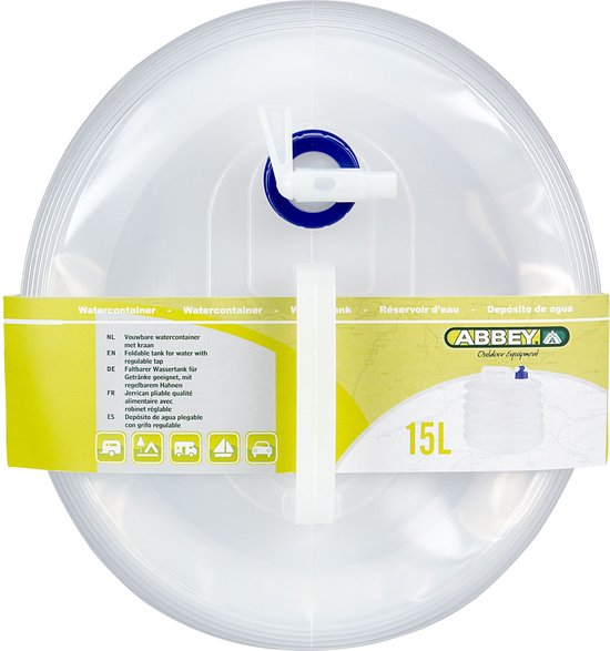 Abbey Camp Watercontainer - 15 Liter - Met Kraan - Transparant van Abbey Camp — afbeelding 3