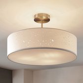 Lindby - plafondlamp - 3 lichts - stof, metaal - H: 33 cm - E27 - wit, gesatineerd nikkel
