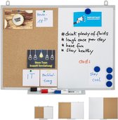 combibord 2 in 1 - 45 x 60 cm - prikbord en whiteboard - magneetbord - met bakje