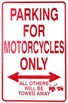 Motorcycles Parking only wandbord - Reliëf 20 x 30 cm