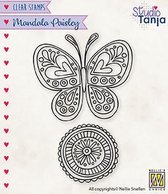 CSMAN011 Clear Stamp Nellie Snellen - Mandala Paisley - studio Tanja - butterfly - stempel vlinder motief