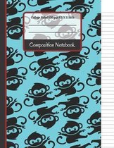 Composition Notebook: Monkey Ninja College Ruled Notebook for Girls, Boys, Kids, School, Students and Teachers