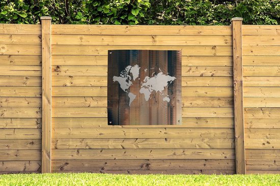 Carte du Wereldkaart en Tissu de Jardin - Simple - Bois - 100x100 cm