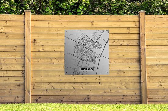Tissu de jardin Plan de la ville - Heiloo - Grijs - Wit - 100x100 cm - Carte
