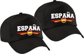 4x stuks spanje / Espana landen pet zwart volwassenen - Supporters kleding baseball cap - EK / WK / Olympische spelen outfit