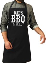 Dads bbq en grill cadeau katoenen schort zwart voor heren -  kado schort / keukenschorten - Vaderdag