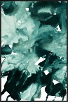 JUNIQE - Poster met kunststof lijst Inkblot Marble 4 -13x18 /Groen &