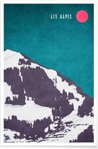 JUNIQE - Poster Les Alpes -40x60 /Blauw & Grijs