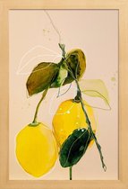 JUNIQE - Poster in houten lijst Aquarel citroen -20x30 /Geel & Ivoor