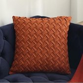 Luxe sierkussen - Incl. binnenkussen - 45 x 45 cm - Imitatie suède - Roze - Geweven patroon