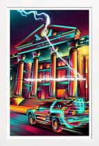 JUNIQE - Poster met houten lijst Delorean popart -13x18 /Rood &