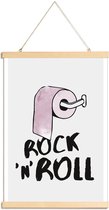 JUNIQE - Posterhanger Rock 'n' Roll -30x45 /Roze & Wit