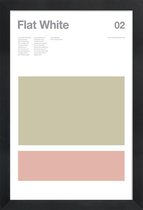JUNIQE - Poster in houten lijst Flat white - minimalistisch -20x30