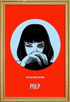 JUNIQE - Poster met houten lijst Mia Wallace Pulp Fiction -13x18 /Rood