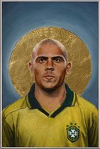 JUNIQE - Poster met kunststof lijst Football Icon - Ronaldo -20x30