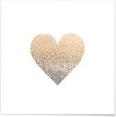 JUNIQE - Poster Gold Heart -20x20 /Geel & Wit
