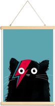 JUNIQE - Posterhanger Cat - Hero 2 -40x60 /Turkoois & Zwart